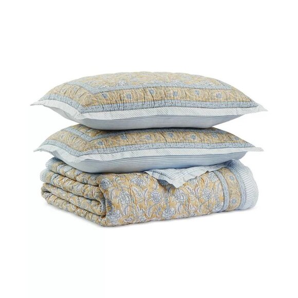 Charter Club Nadia Quilt Set King Reversible Block Print Stripes $385 - Picture 4 of 5